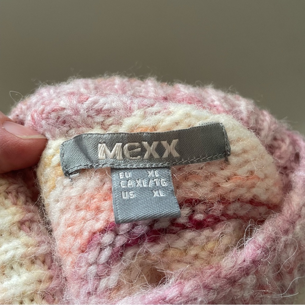 Vintage Y2K Mexx Pink Turtleneck Sweater Stripe Colorful Size Extra Large - Picture 5 of 7